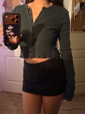 Brandy Melville Black Cropped Button Cardigan